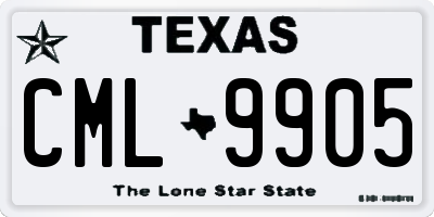 TX license plate CML9905