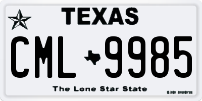 TX license plate CML9985