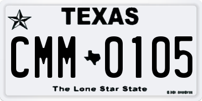TX license plate CMM0105