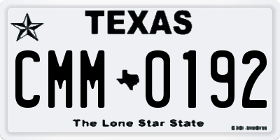 TX license plate CMM0192