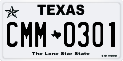 TX license plate CMM0301