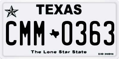 TX license plate CMM0363