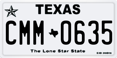 TX license plate CMM0635