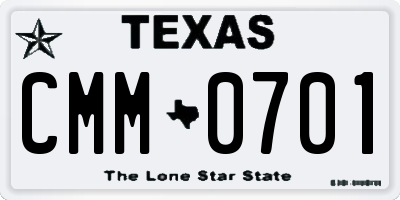 TX license plate CMM0701