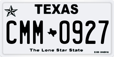 TX license plate CMM0927