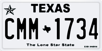 TX license plate CMM1734