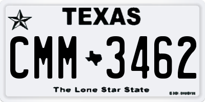 TX license plate CMM3462