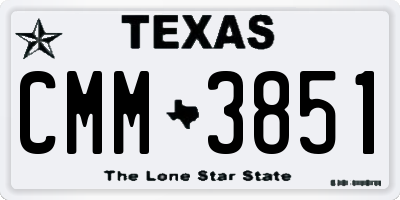 TX license plate CMM3851