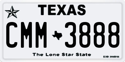 TX license plate CMM3888