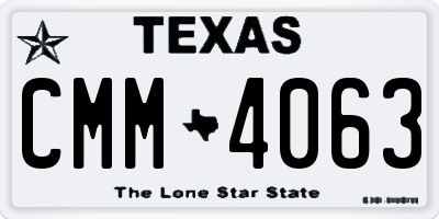 TX license plate CMM4063