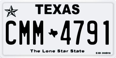 TX license plate CMM4791