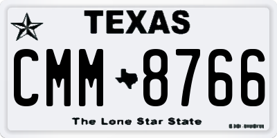 TX license plate CMM8766
