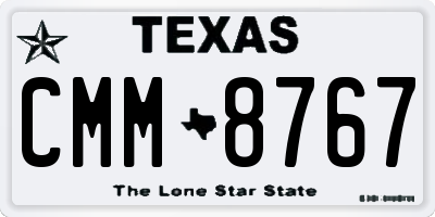 TX license plate CMM8767