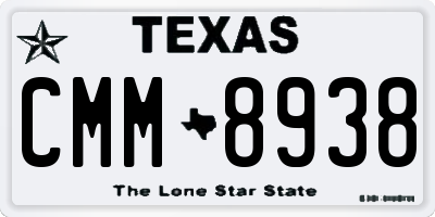 TX license plate CMM8938