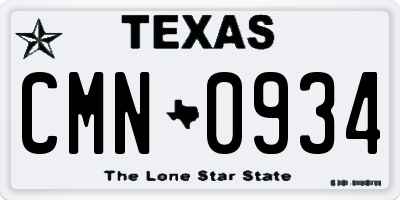 TX license plate CMN0934
