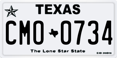 TX license plate CMO0734