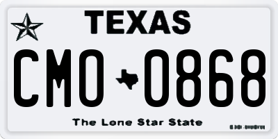 TX license plate CMO0868