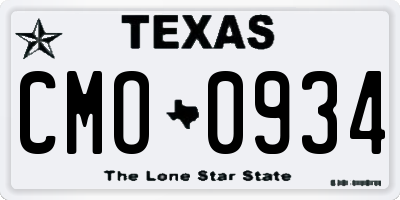 TX license plate CMO0934