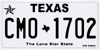 TX license plate CMO1702