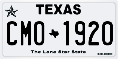 TX license plate CMO1920