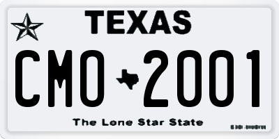 TX license plate CMO2001