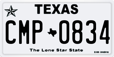 TX license plate CMP0834
