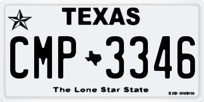 TX license plate CMP3346