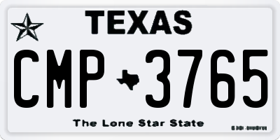 TX license plate CMP3765