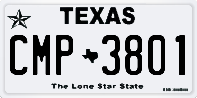 TX license plate CMP3801