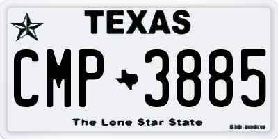 TX license plate CMP3885