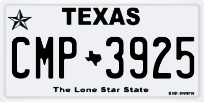 TX license plate CMP3925