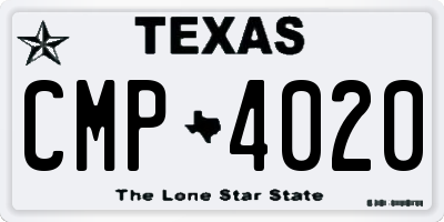 TX license plate CMP4020