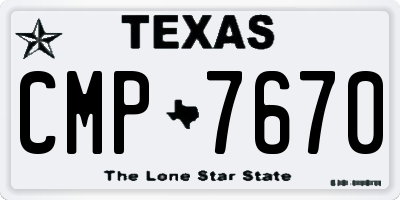 TX license plate CMP7670