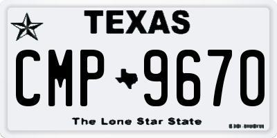 TX license plate CMP9670