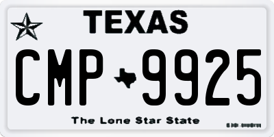 TX license plate CMP9925