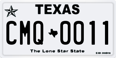 TX license plate CMQ0011