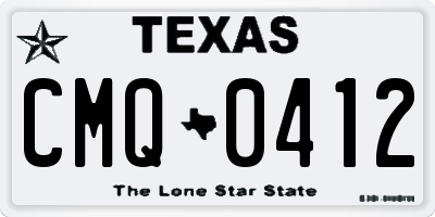 TX license plate CMQ0412