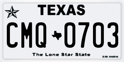 TX license plate CMQ0703