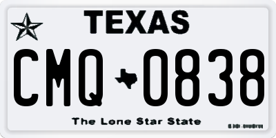TX license plate CMQ0838