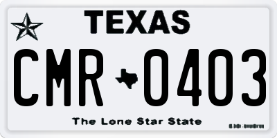 TX license plate CMR0403