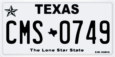 TX license plate CMS0749