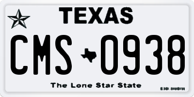 TX license plate CMS0938