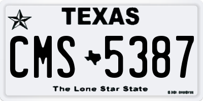 TX license plate CMS5387