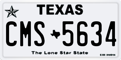 TX license plate CMS5634