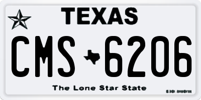 TX license plate CMS6206