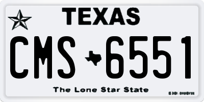 TX license plate CMS6551