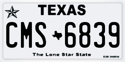 TX license plate CMS6839