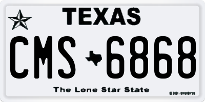 TX license plate CMS6868