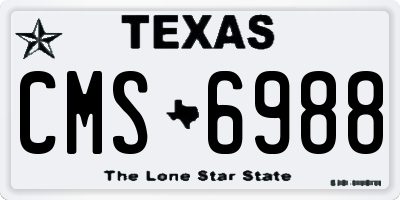 TX license plate CMS6988