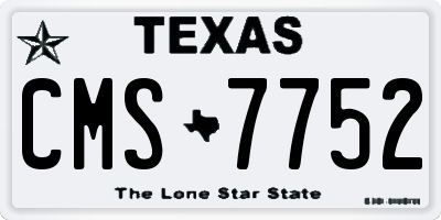 TX license plate CMS7752